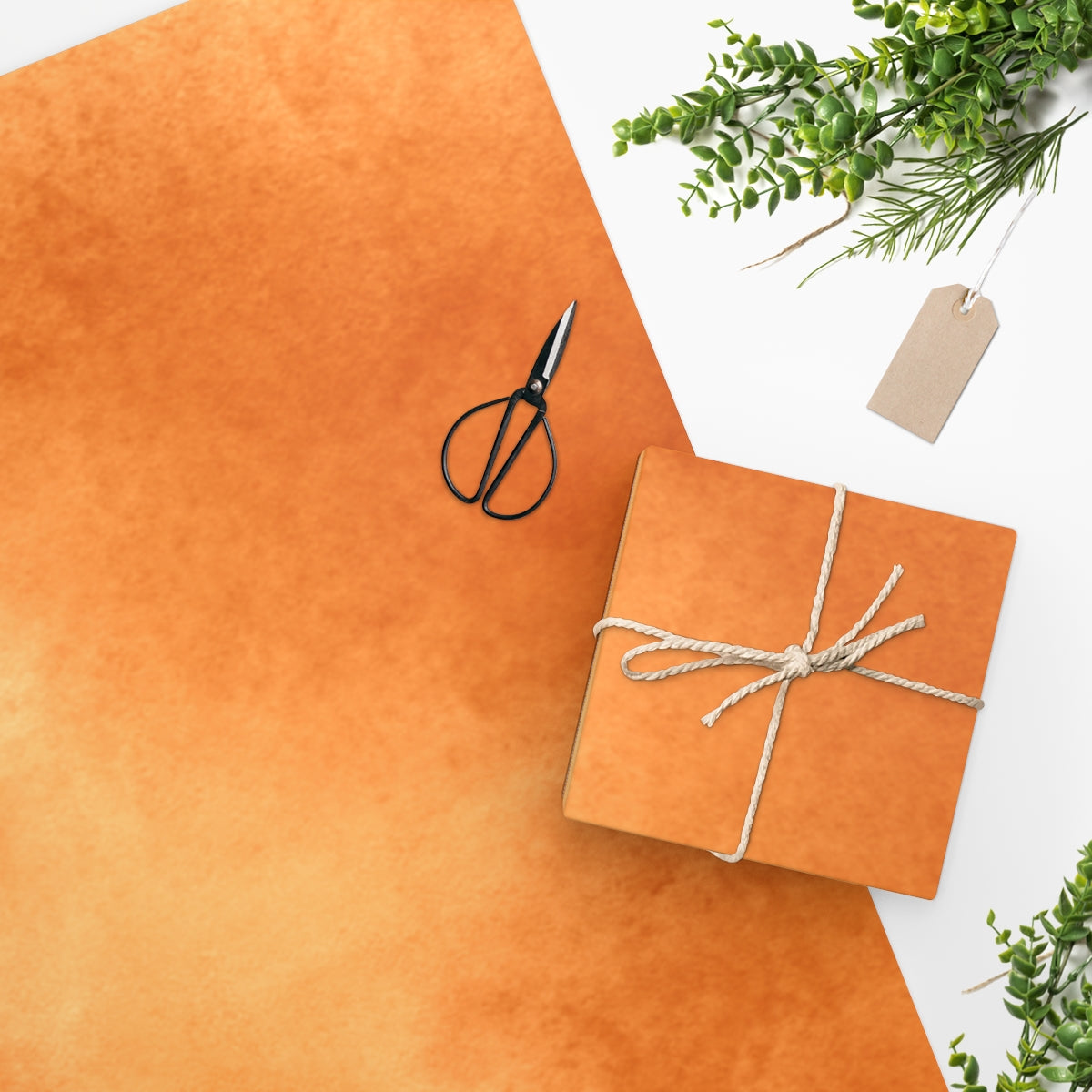 Orange Watercolor Solid Wrapping Paper