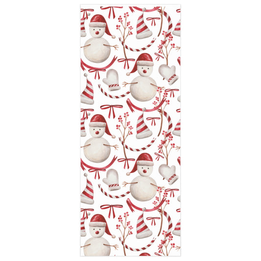 Candy Cane Snowman Christmas Wrapping Paper