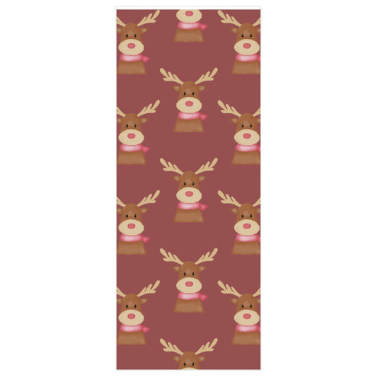 Red Cozy Reindeer Christmas Wrapping Paper
