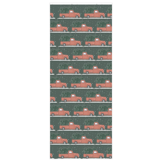 Green Christmas Truck Christmas Wrapping Paper