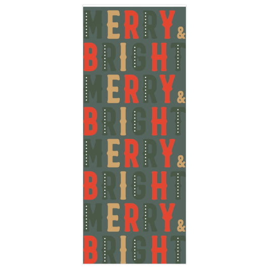 Green Merry & Bright Christmas Wrapping Paper