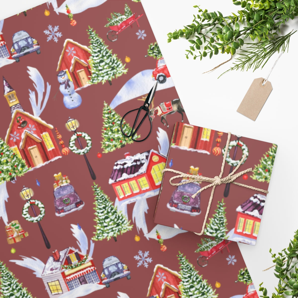 Red Silent Nights Christmas Wrapping Paper