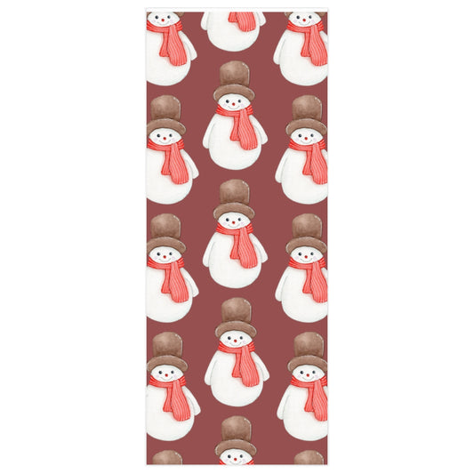 Red Cozy Snowman Christmas Wrapping Paper