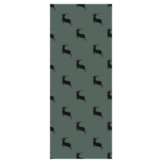 Green Flying Reindeer Christmas Wrapping Paper