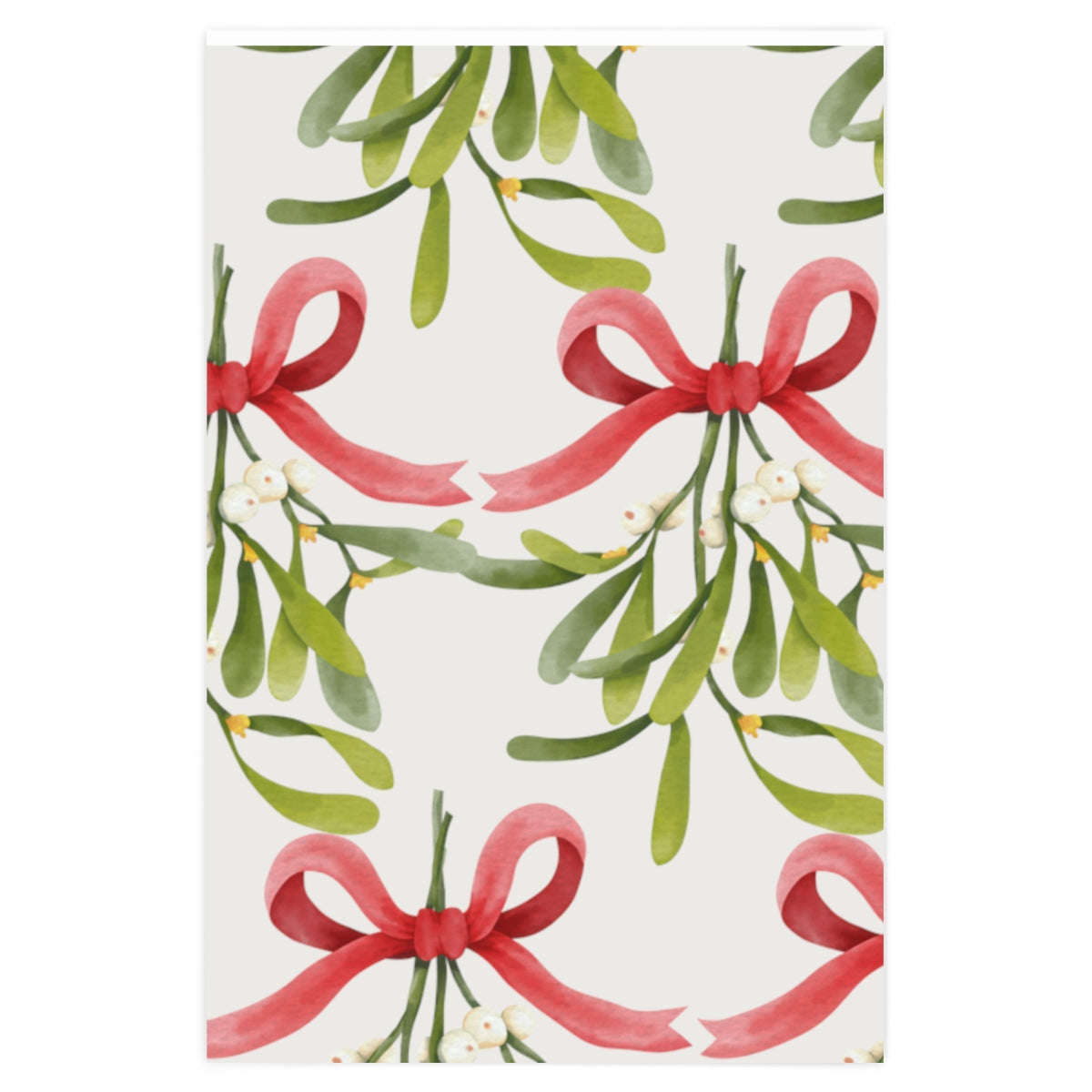 White Mistletoe & Bow Christmas Wrapping Paper