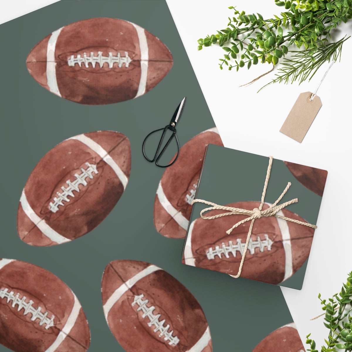 Green Football Team Spirit Wrapping Paper