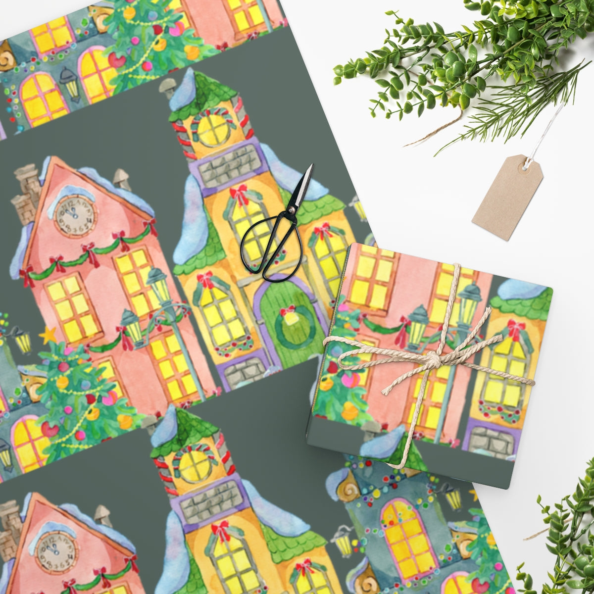 Green Twas the Night Before Christmas Wrapping Paper