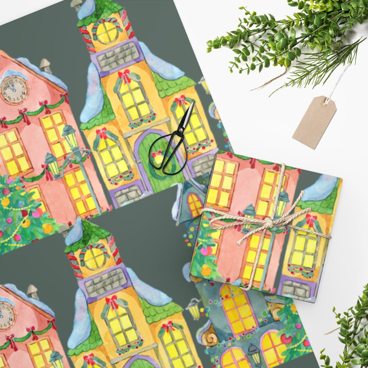 Green Twas the Night Before Christmas Wrapping Paper