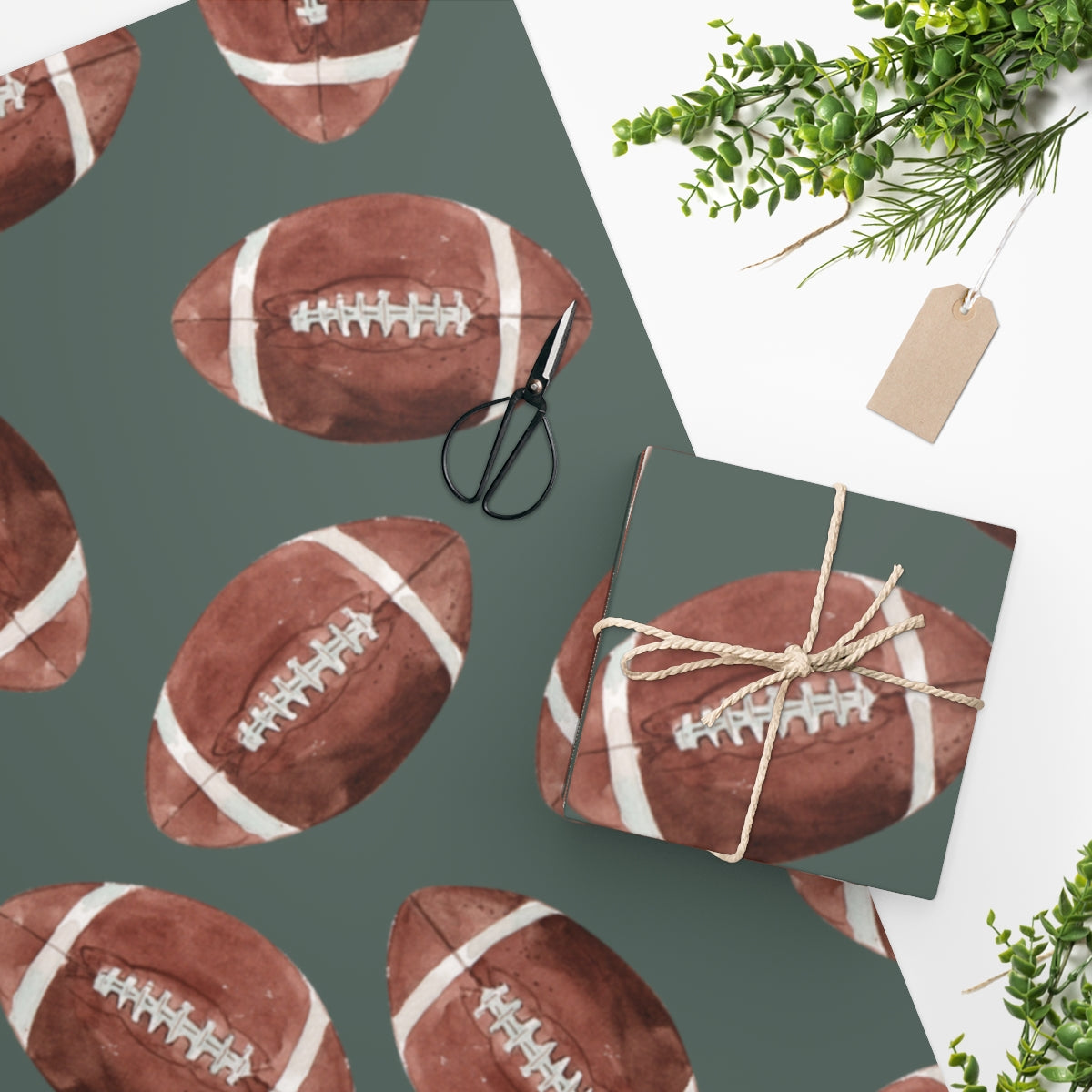 Green Football Team Spirit Wrapping Paper
