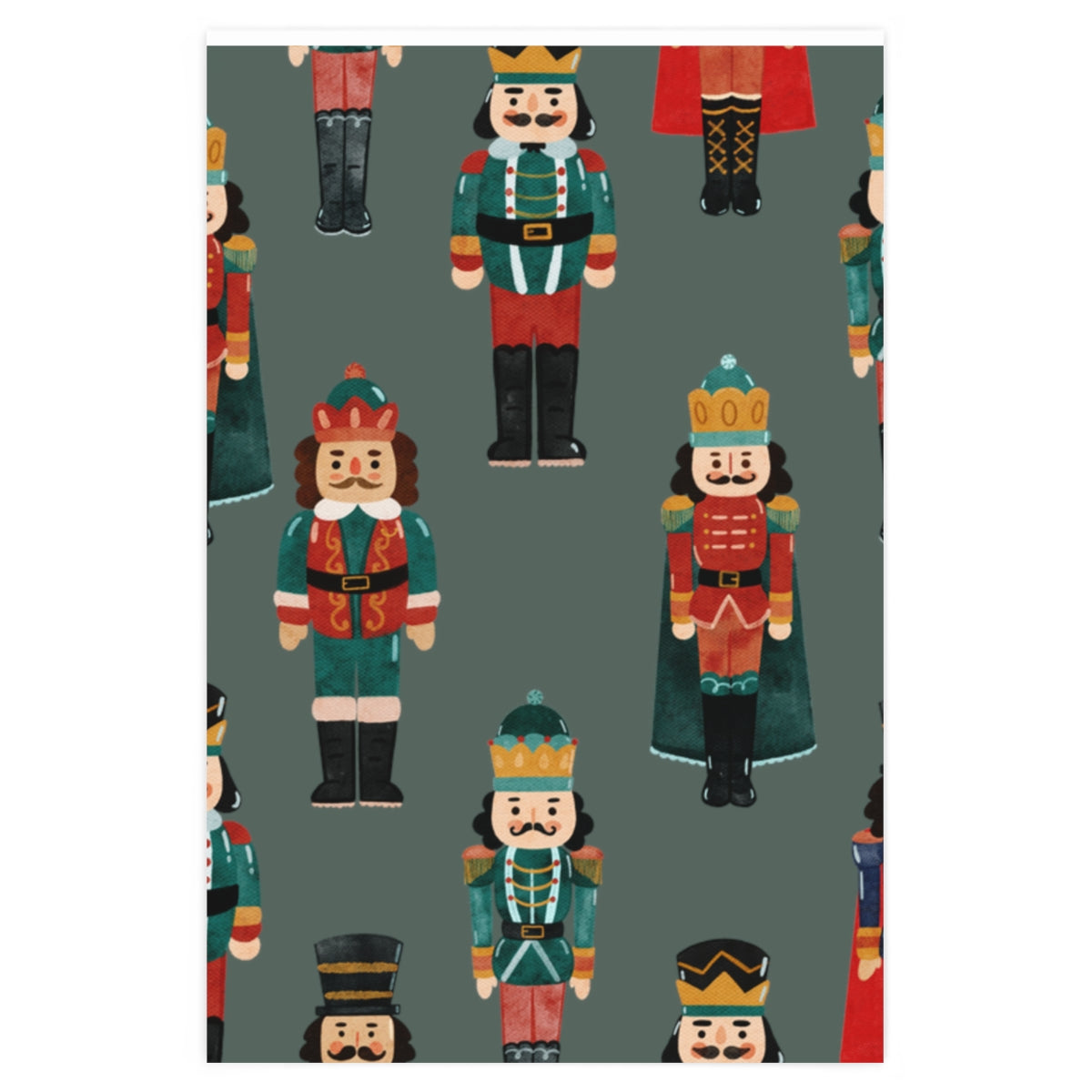 Green Nutcracker Friends Christmas Wrapping Paper
