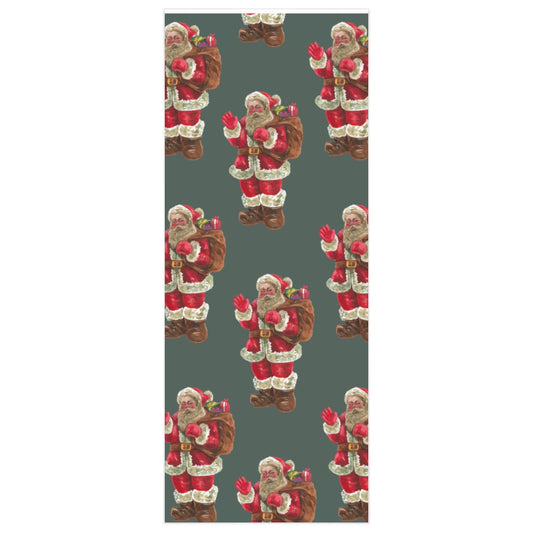 Green Santa Christmas Wrapping Paper