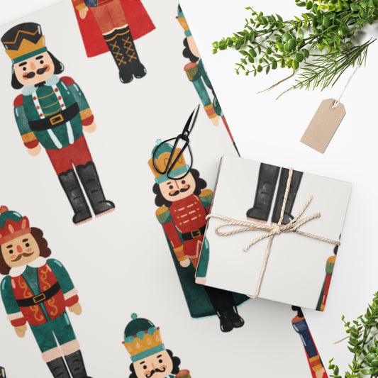 White Nutcracker Friends Christmas Wrapping Paper