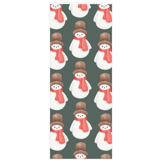 Green Cozy Snowman Christmas Wrapping Paper