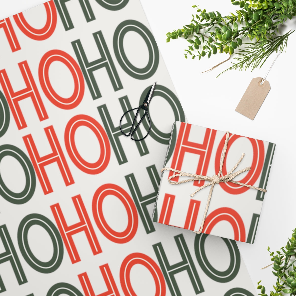 White Ho Ho Ho Christmas Wrapping Paper