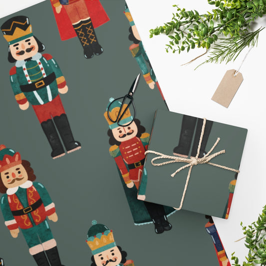Green Nutcracker Friends Christmas Wrapping Paper
